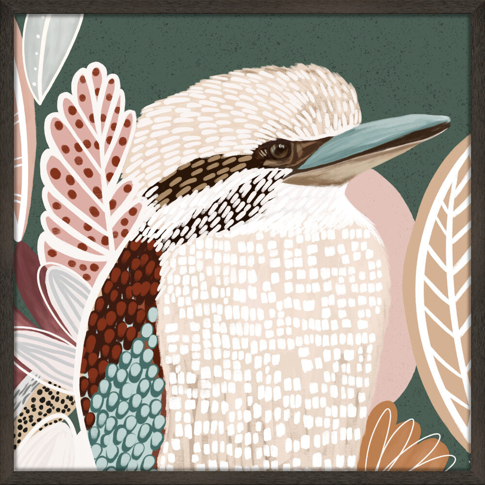 Kookaburra in Green - Framed Print