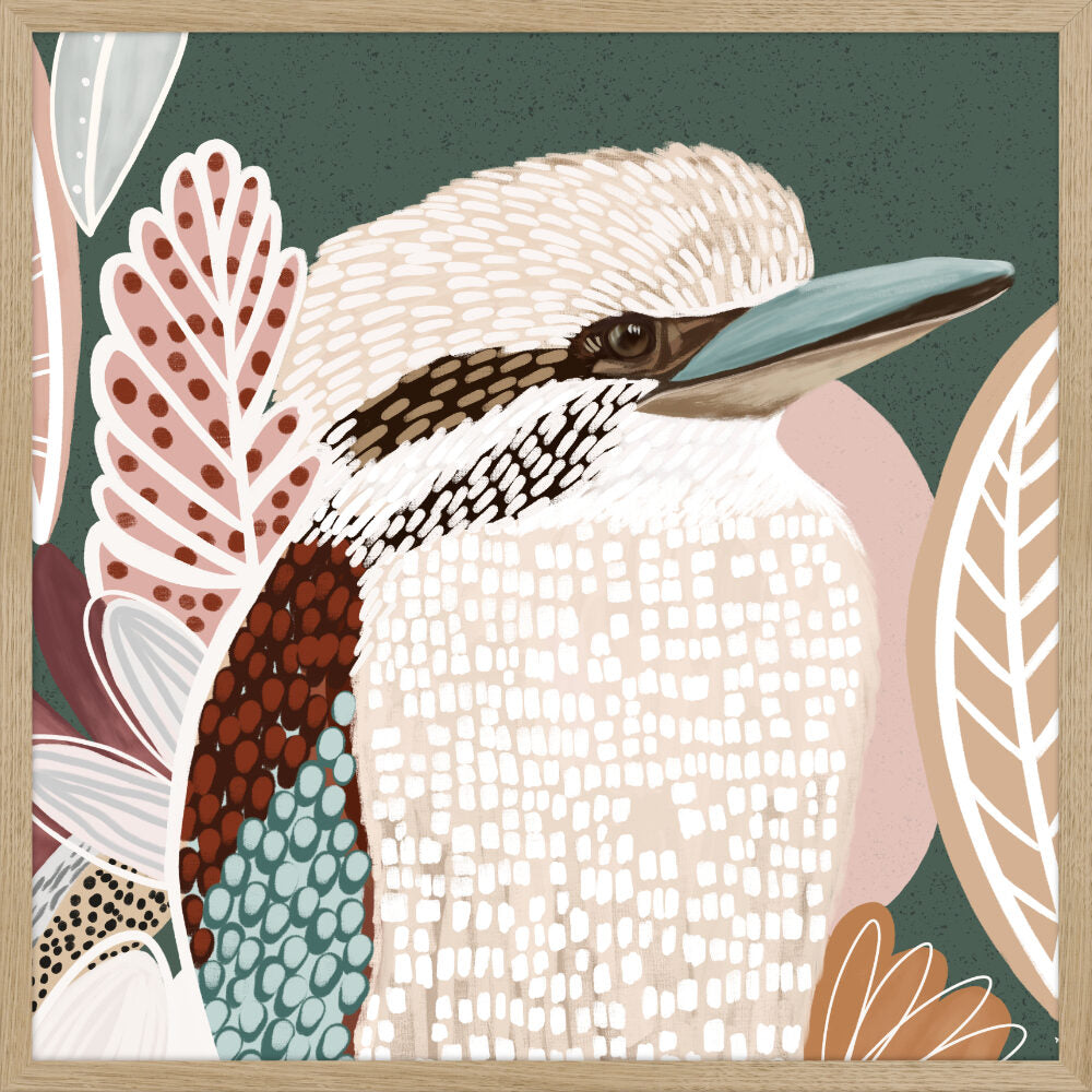 Kookaburra in Green - Framed Print